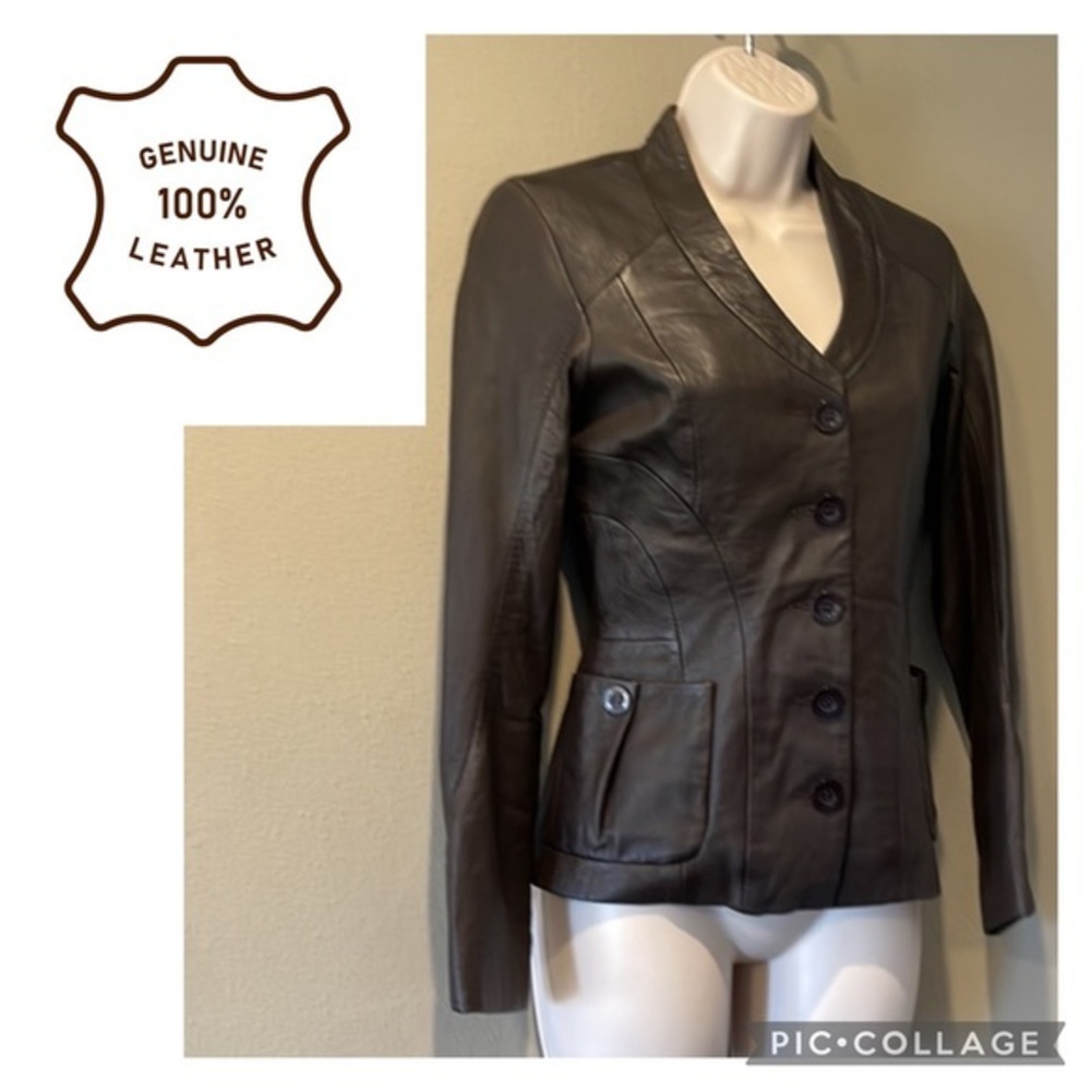Danier Dark Brown Leather fitted Blazer